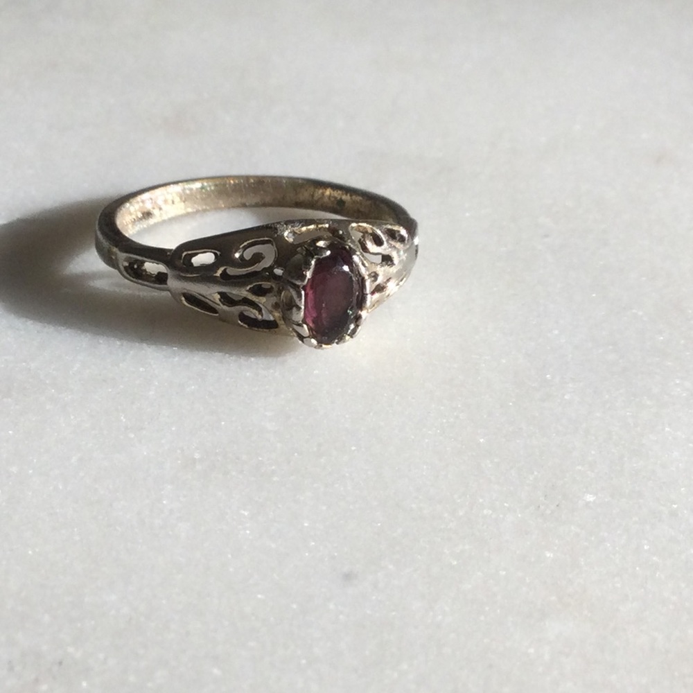 Vintage Silver Ring With Purple Stone